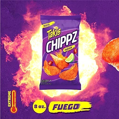 8oz Bag TAKIS CHIPPZ Hot Chili Pepper & Lime FUEGO Thin-Cut Crispy Potato Chips gallery
