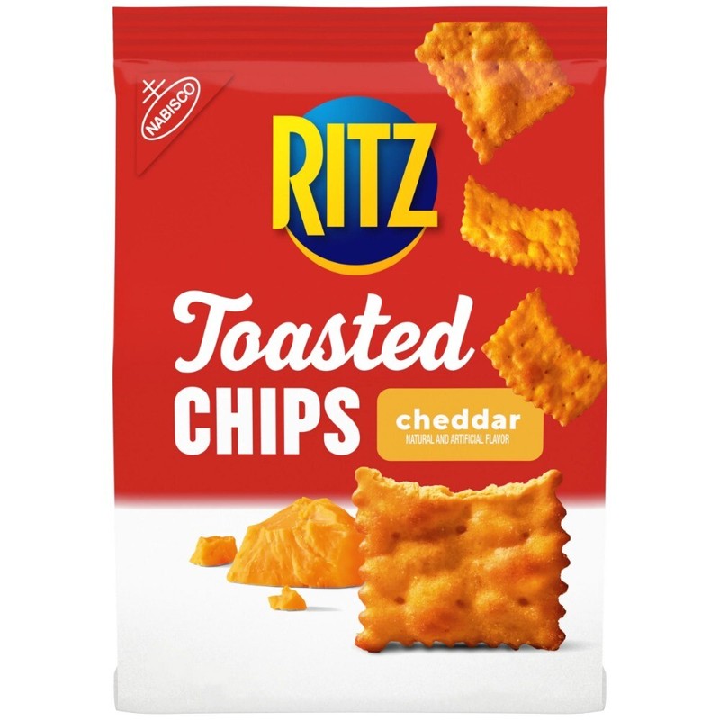 (3 pack) RITZ Toasted Chips Cheddar Crackers, Party Snacks, 8.1 oz gallery