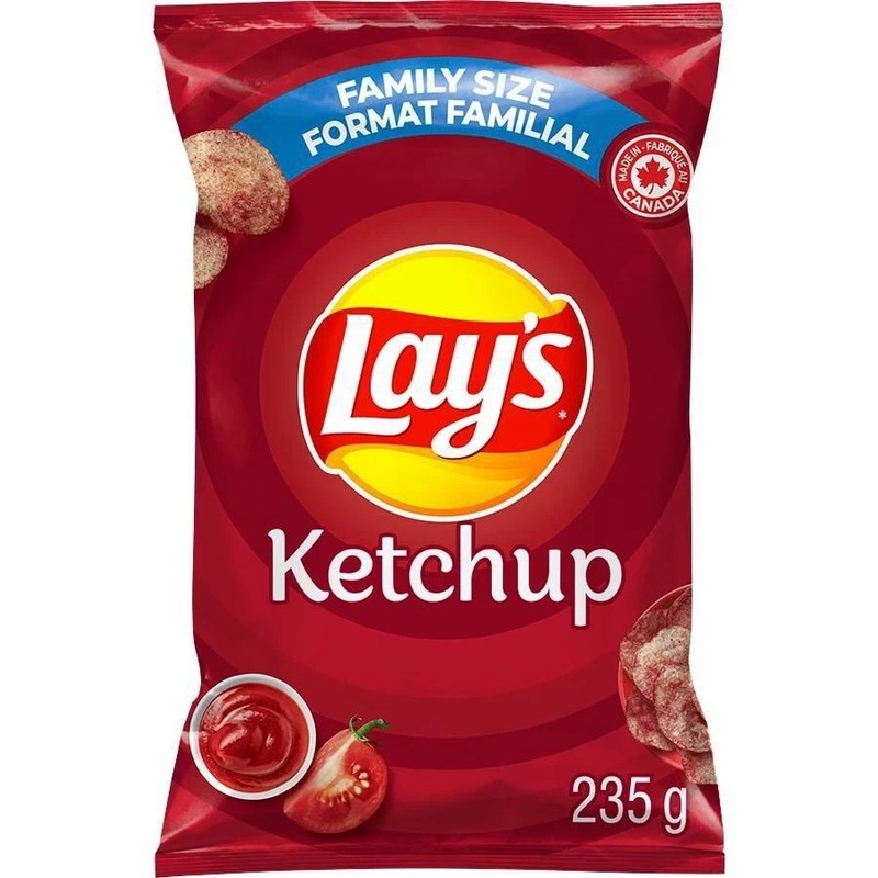 1 x Bags Lays Ketchup Chips LARGE Family Size 235g From Canada FRESH NEW