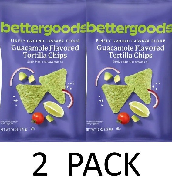 Bettergoods Finely Ground Cassava Guacamole Tortilla Chips 10 oz Bag – 2 PACK