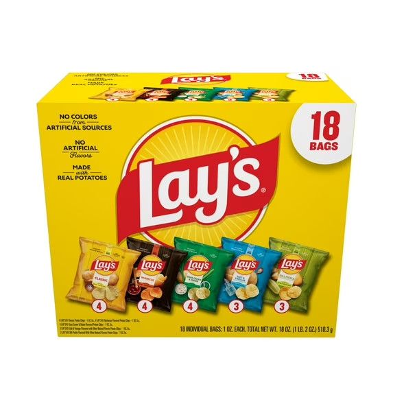 Lay’s Snacks Mix Potato Chips Variety Pack, 1 oz, 18 Count