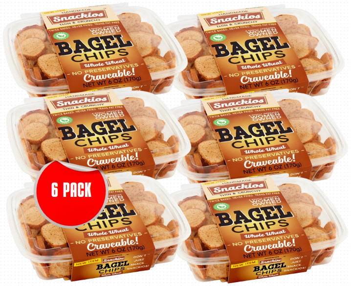 Snackios Handmade Thin&Crispy Bagel Chips Whole Weat – 6oz – 6 PACK