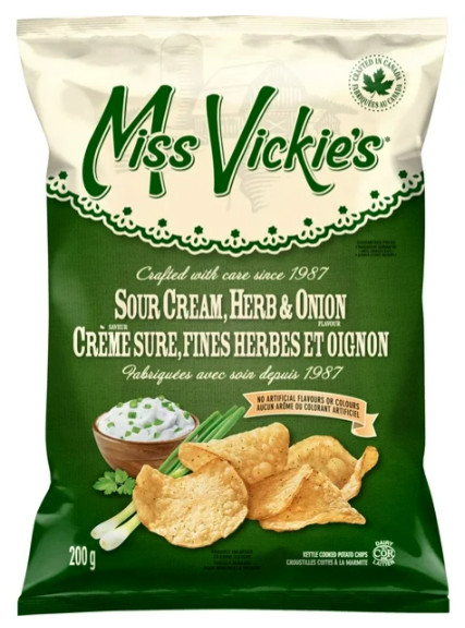 Miss Vickie's Sour Cream, Herb & Onion Kettle Cooked Potato Chips, 200g gallery