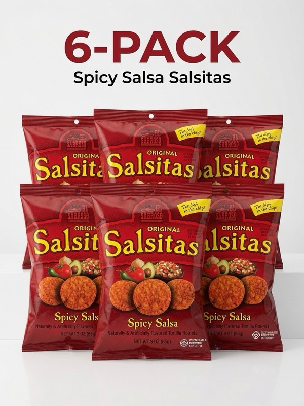 El Sabroso Salsitas Spicy Salsa 6 Pack 3oz Tortilla Chips