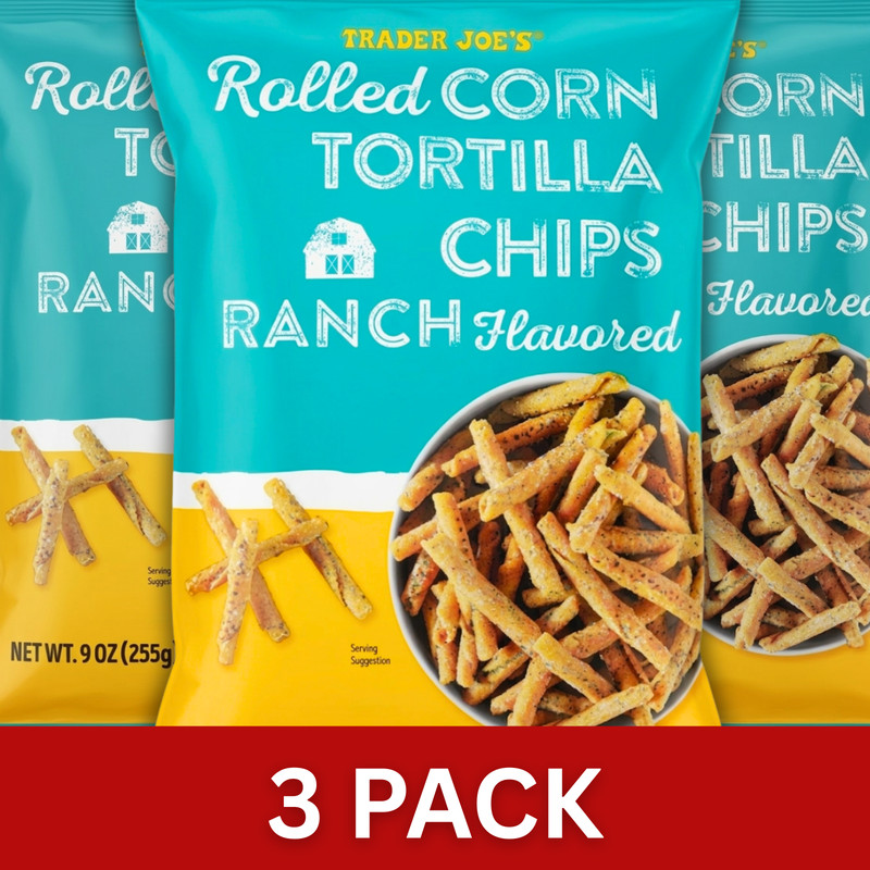 Trader Joe’s Ranch Flavor Rolled Corn Tortilla Chips 9oz 3 PACK *New