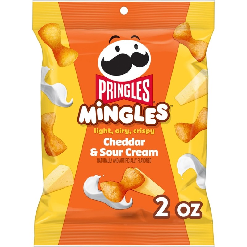 3x Bags Pringles Mingles Cheddar & Sour Cream Puffed Snacks | 2oz