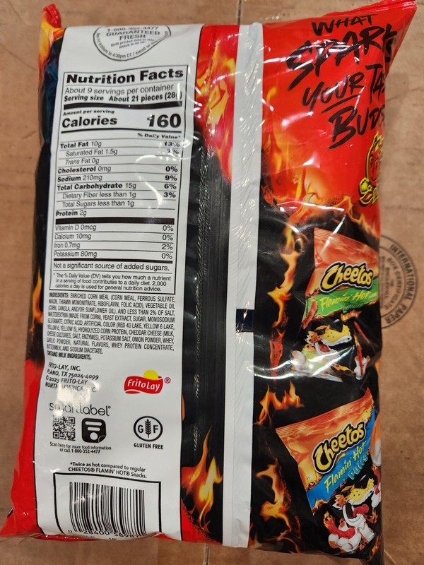 CHEETOS MADE WITH REAL CHEESE TWICE HOT XXTRA FLAMIN'HOT SNACKS 8 1/2 OZ 03/2024 gallery