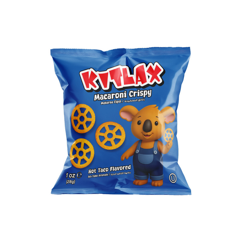 Kitlax Macaroni Crispy Pasta Chips Healthy Snack 48 Pack Hot Taco Flavored