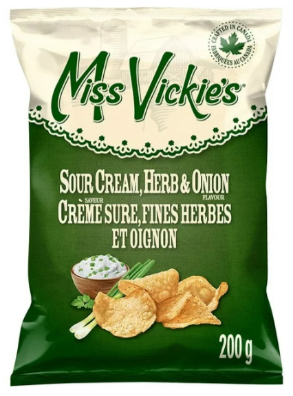 Miss Vickie's Sour Cream, Herb & Onion Kettle Cooked Potato Chips, 200g
