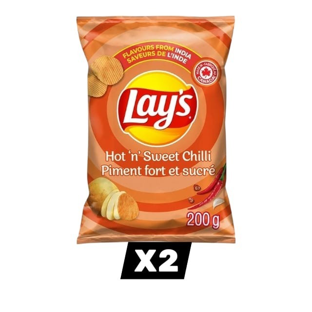 Lay’s Hot ‘n’ Sweet Chilli Ridged Potato Chips, 200g (pack 2) – FREE SHIPPING