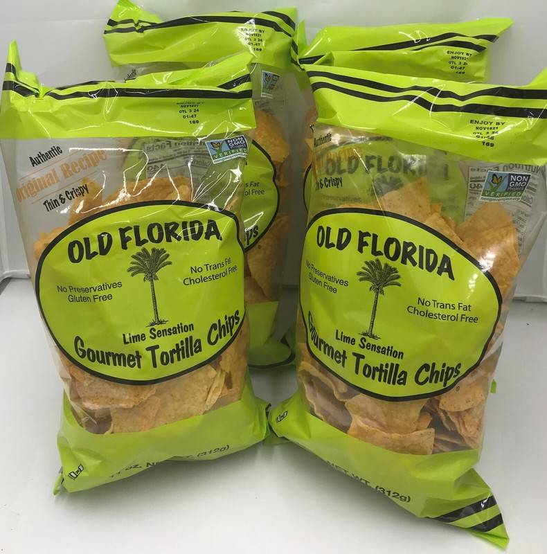 Old Florida Gourmet Lime Sensation Tortilla Chips 11 oz – FOUR (4) PACK!