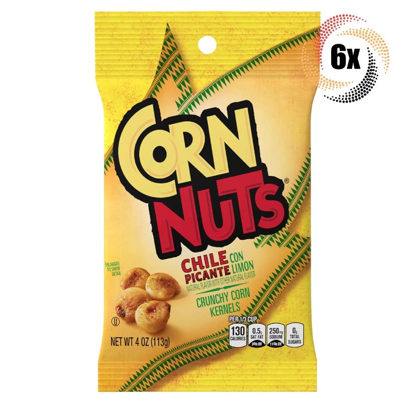 6x Bags Corn Nuts Chile Picante Flavored Crunchy Corn Kernels – 4oz