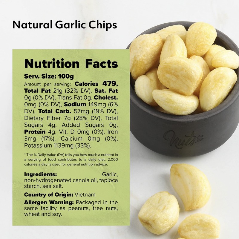 NUTS U.S. Garlic Chips | SeaSalted | No Color Added and No Sugar Added | 100... gallery