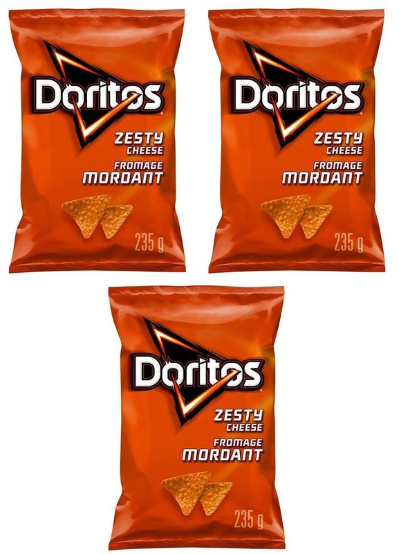 Doritos Zesty Cheese Flavored Tortilla Chips, 235g (3 Pack)