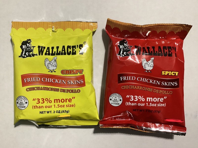 WALLACE’S Fried Chicken Skin 2 Oz. Bags – 8 Packs. Chicharrones De Pollo