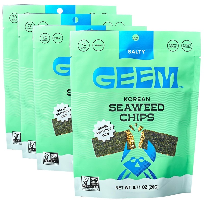 GEEM Seaweed Chips – Korean Seaweed Snacks with Crunchy Brown Rice & Sesame S...