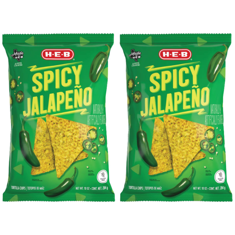 2 Pack H-E-B Spicy Jalapeño Flavored Tortilla Chips Gluten-Free 10 oz