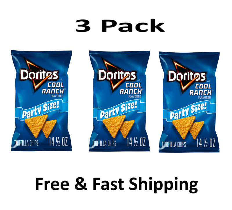 14.05 oz Bag, Doritos Cool Ranch Flavored Tortilla Chips, 3 Pack