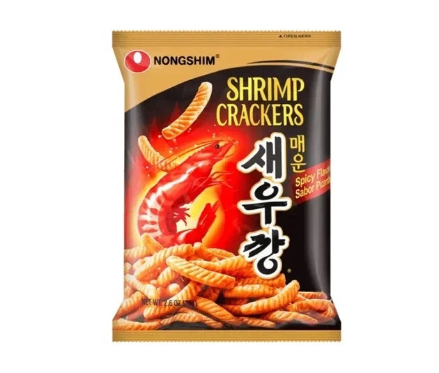 [10 Individual BAGS] NONGSHIM Hot & Spicy Flavor Shrimp Crackers 2.6 oz (75g)