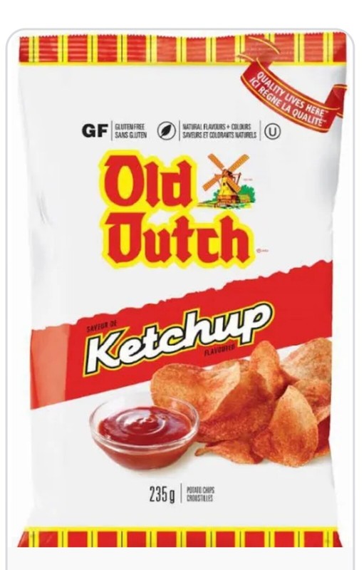 4 Bags Old Dutch Ketchup Potato Chips 235g Each Shipped Fresh From Canada