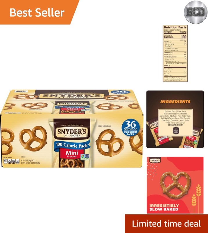 Kosher Certified Mini Pretzels, 100 Calorie Snack Packs - 36 Individual Bags