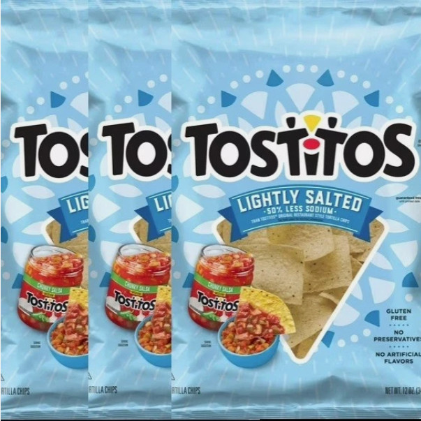 Tostitos Tortilla Chips ORIGINAL 50% Less Sodium Lightly Salted 12 oz Bag 3 CT