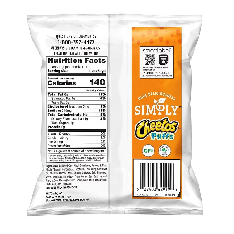 Simply Cheetos White Cheddar Puffs, 0.87 oz., 30 pk. gallery