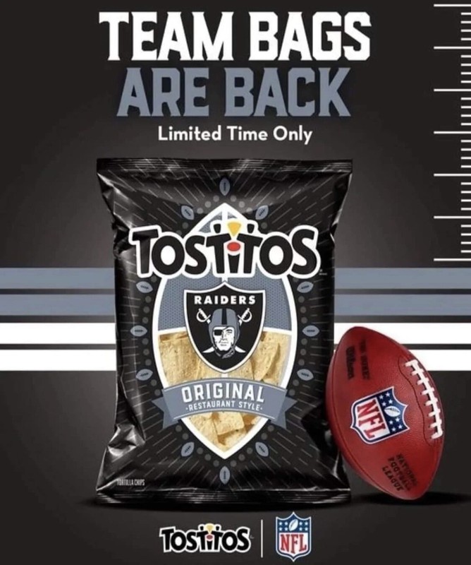 Las Vegas Raiders Tostitos Tortilla Chips, 12 oz. Bag NFL Collectors Edition