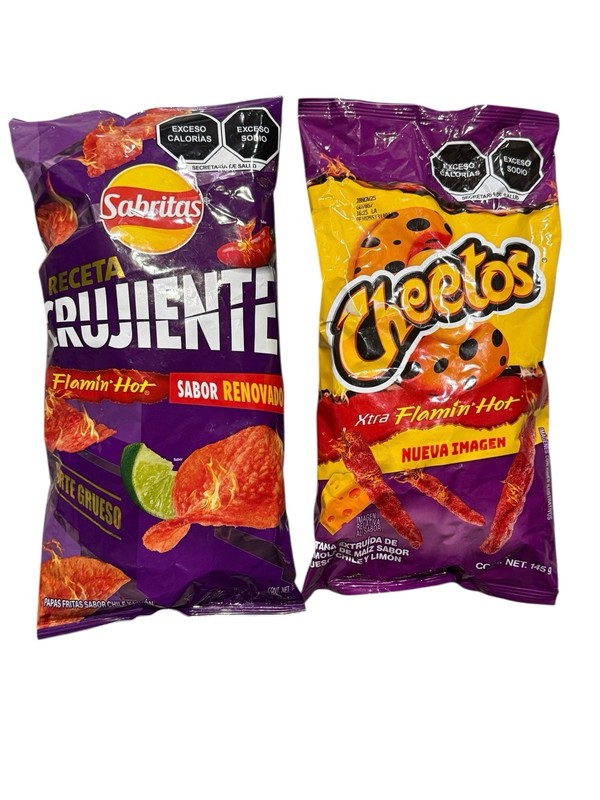 2 Bags 1 Crujiente Bag 1 Mexican Flamin Hot 145 G Per Bag 2 Bolsas Papas Mexica gallery