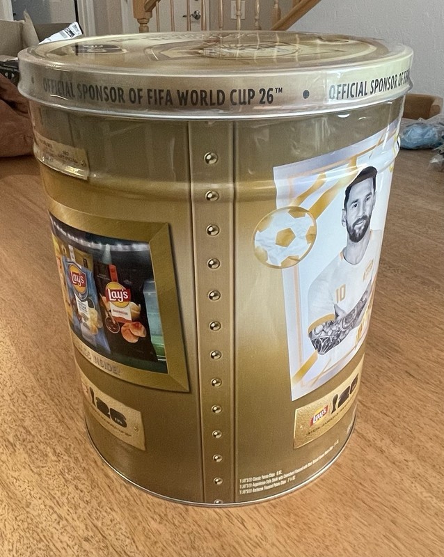 Lays FIFA World Cup 2026 Mix Large Collectible Tin Lionel Messi Sealed 3 Bags gallery