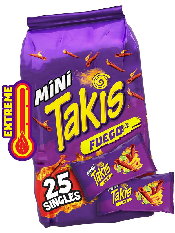 Fuego Mini 25 Pc / 1.23 Oz Bite Size Multipack, Hot Chili Pepper & Lime Flavored