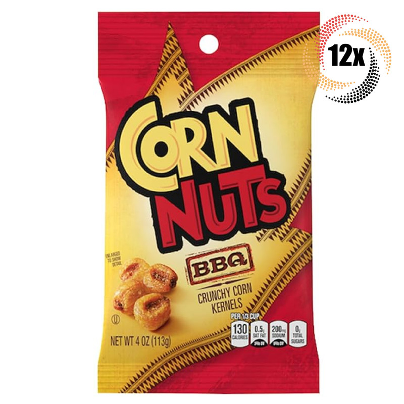 Full Box 12x Bags Corn Nuts BBQ Barbecue Flavored Crunchy Corn Kernels | 4oz