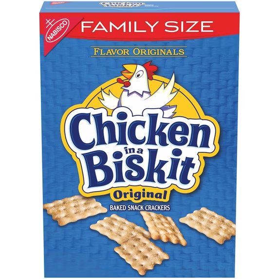 CHICKEN IN A BISKIT Original Baked Snack Crackers, Lunch Snacks, Family Size, 12