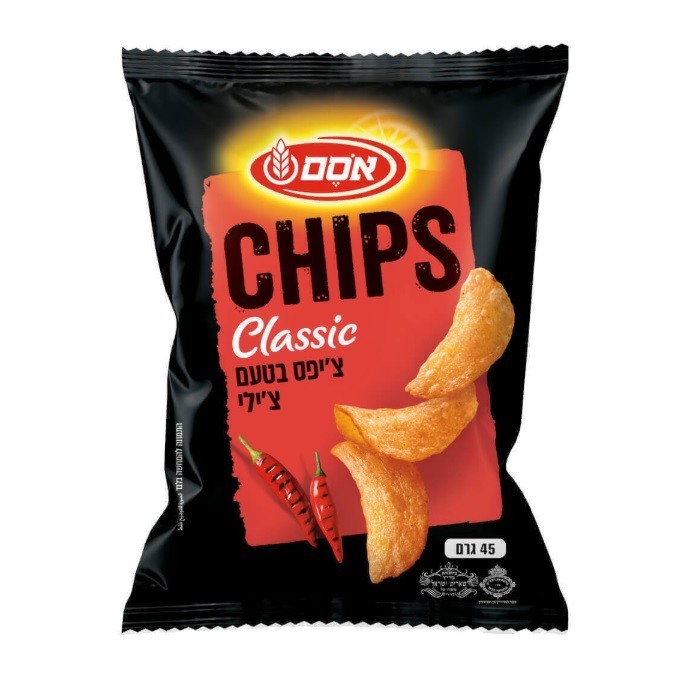 8x Osem Potato Chips, Classic, Chili Flavor, 45 Grams, From Israel, Kosher