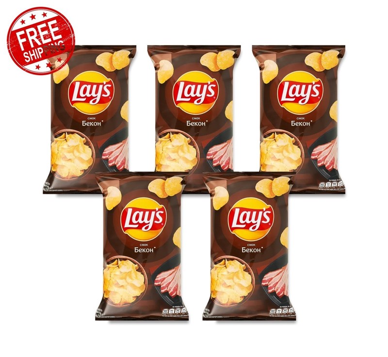 Lays Chips Bacon Flavor 5 Pack 120g Potato Crisps Savory Snack Imported