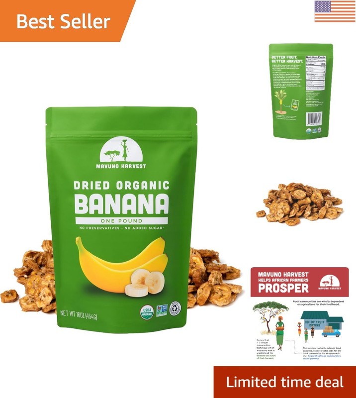Unsweetened 16oz Organic Banana Chips – Perfect Healthy Snack for Kids & Adults