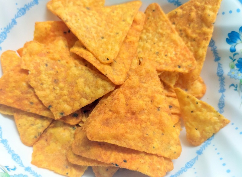 Balaji Wafers Flamin Hot Nachos 45 grams 1.58 oz pack India Vegetarian Nacho gallery
