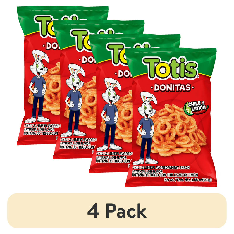 (4 pack) Totis Donitas Chili Lime Wheat Chips, 3.88 oz..