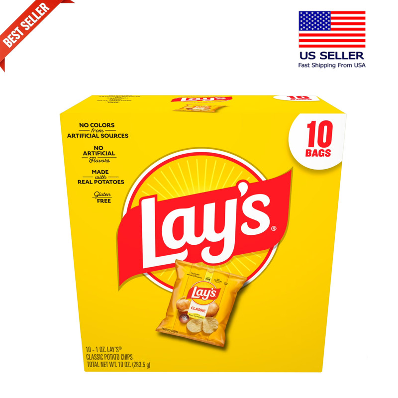 Lay’s Classic Potato Snack Chips, 1 oz Bags, 10 Count Multipack