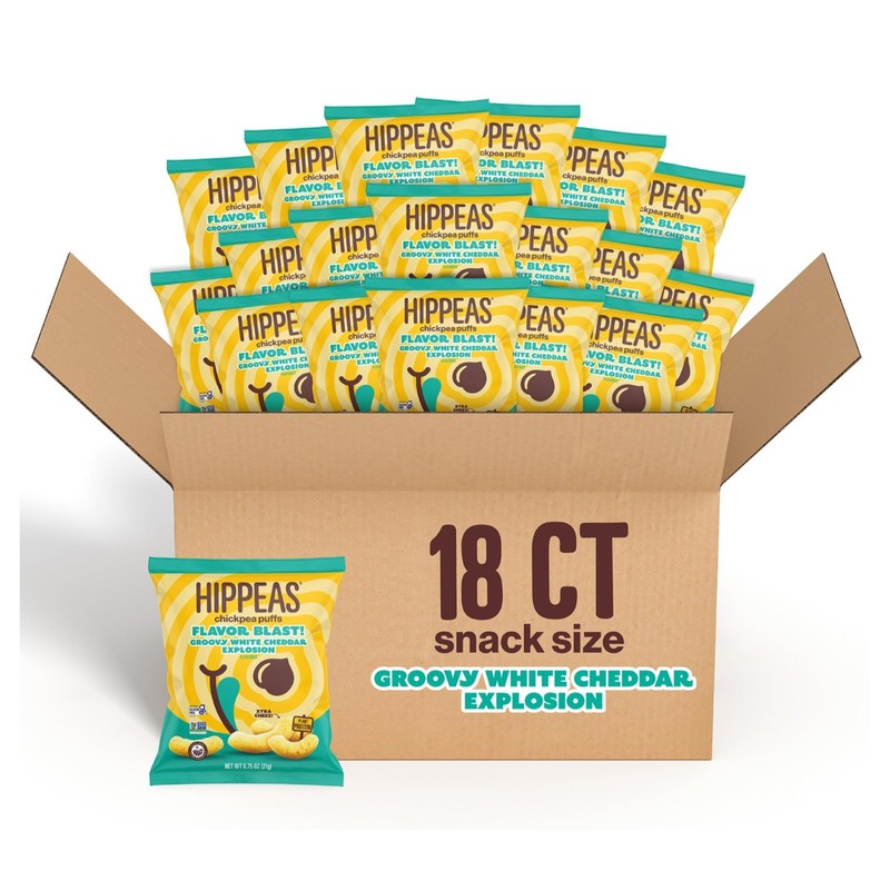 Hippeas Chickpea Puffs, Flavor Blast White Cheddar Explosion, 0.75 Ounce Pack…