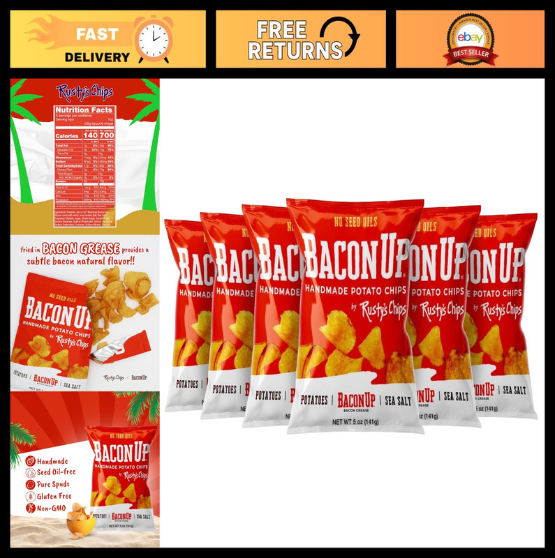 Crunchy Healthy Potato Chips – Gluten Free, No Preservatives, 6 Snack Packs, 5oz