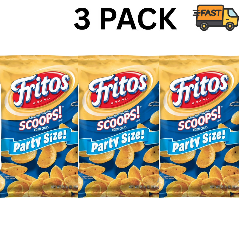 Fritos Scoops Corn Snacks 15.5 oz Party Size Pack of 3 Bags