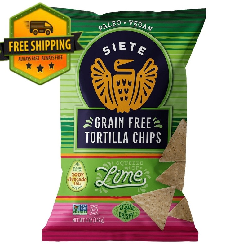 Siete Family Foods Tortilla Chips, Hint of Lime flavor, 5 oz bag