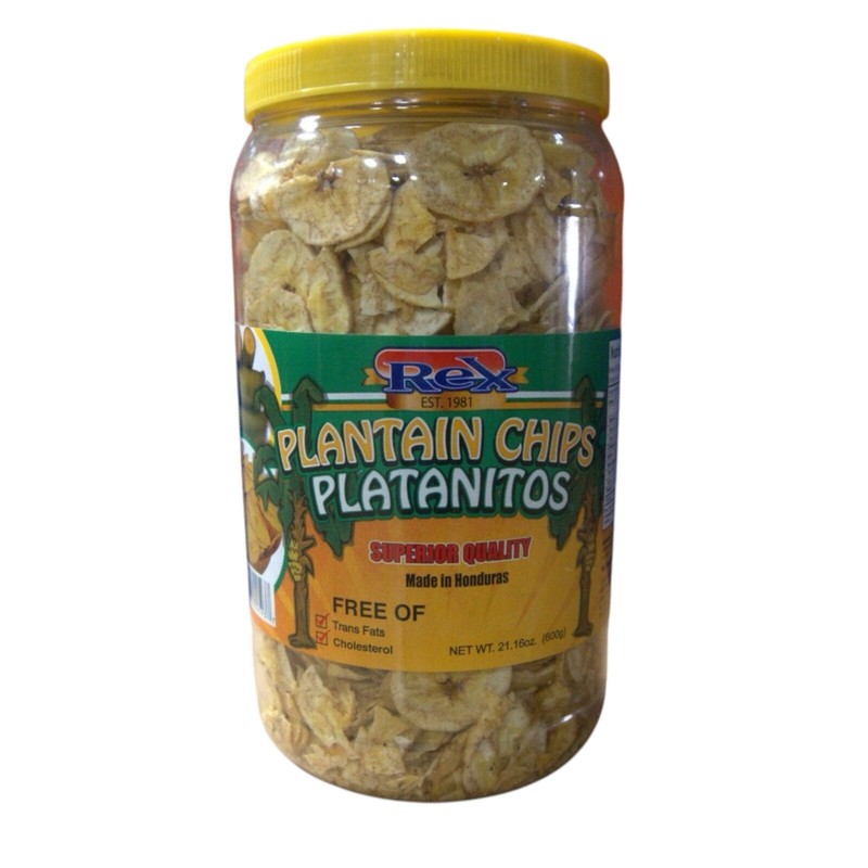 Rex Plantain Chips Platanitos 21.16 oz Free of Trans Fats and Cholesterol