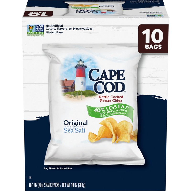 Potato Chips Less Fat Original Kettle 1 Oz 10 Ct Snack Bags