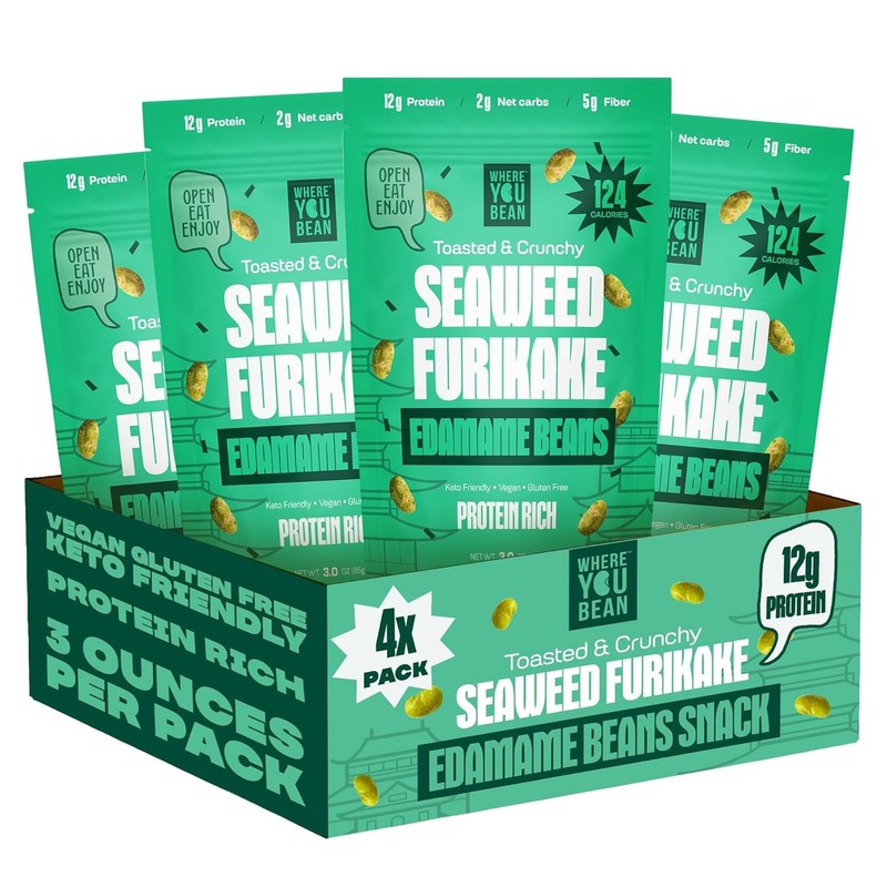 Edamame Beans Snack Seaweed Furikake Crunchy & Dry Roasted Edamame Beans High