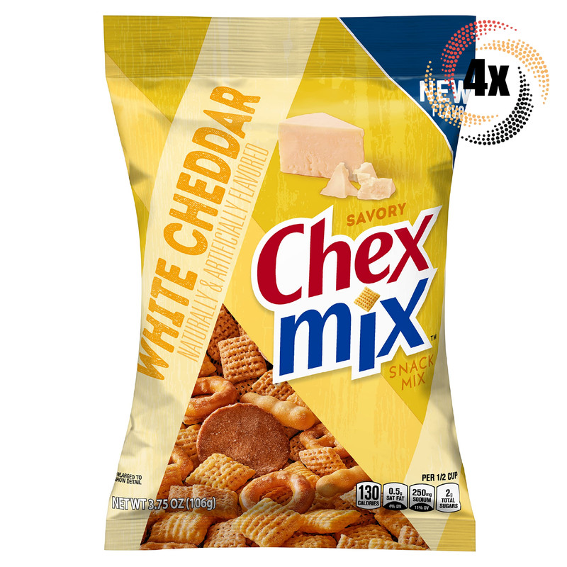 4x Bags Chex Mix White Cheddar Flavor Savory Assorted Snack Mix | 3.75oz