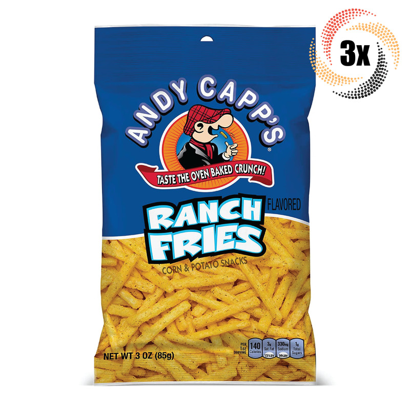 3x Bags Andy Capp’s Ranch Flavored Oven Baked Crunchy Fries Chips 3oz