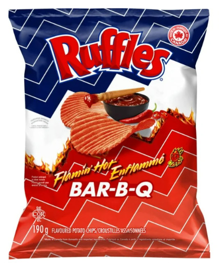 Ruffles Flamin' Hot Bar-B-Q Flavored Potato Chips, 190g gallery