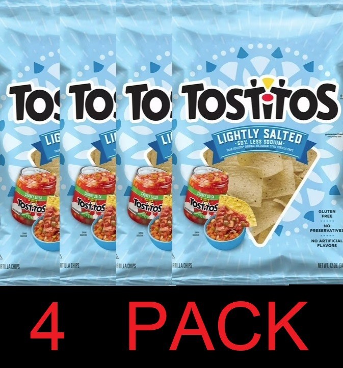 Tostitos Tortilla Chips ORIGINAL 50% Less Sodium Lightly Salted 12 oz Bag 4 PACK